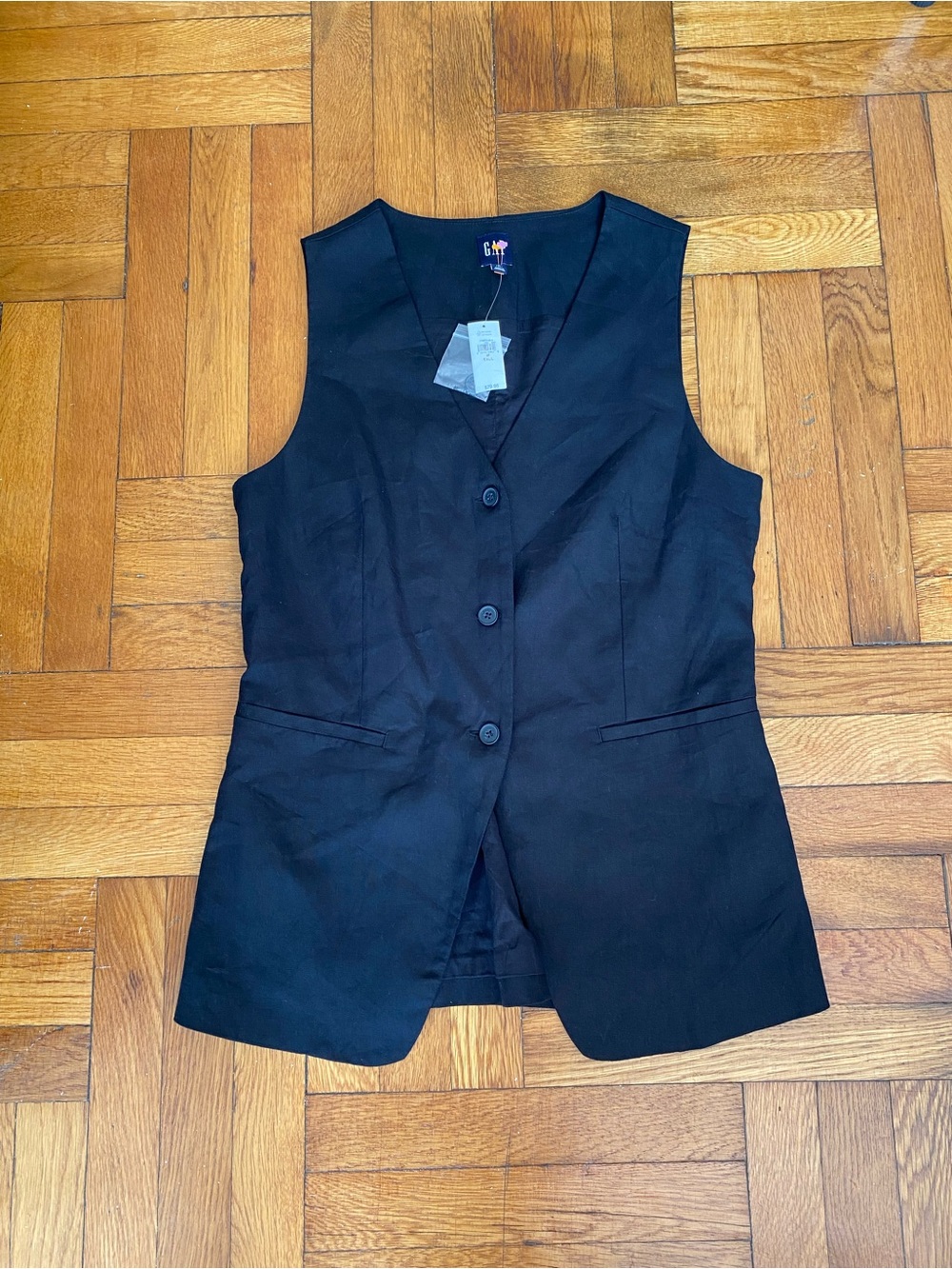 NEW Gap Black Linen Blend Tailored Vest Medium Tall - Sleeveless Waistcoat